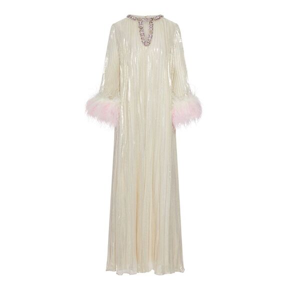 SELF-PORTRAIT Dresses & Skirts - Self-Portrait Women Long Metallic Dress With Feathers